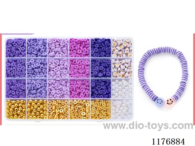 DIY Jewelry Set(Alphabet bead + polymer clay + pearl + Gold bead bead + thread (24 grids))