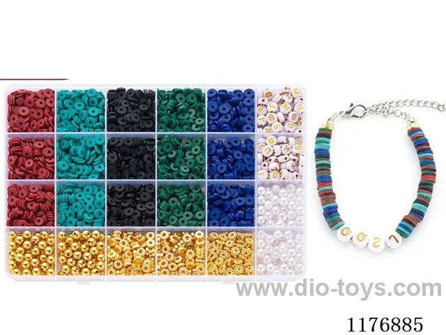 DIY Jewelry Set(Alphabet bead + polymer clay + pearl + Gold bead bead + thread (24 grids))