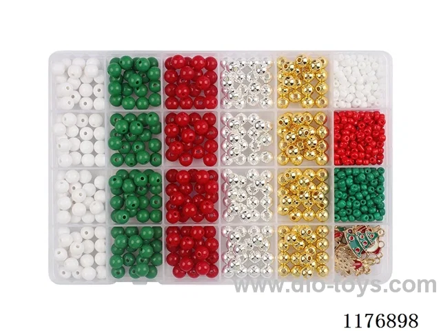DIY Jewelry Set(8mm round beads Gold and silver beads + 4cm beads + Pendant + thread (24 grids))