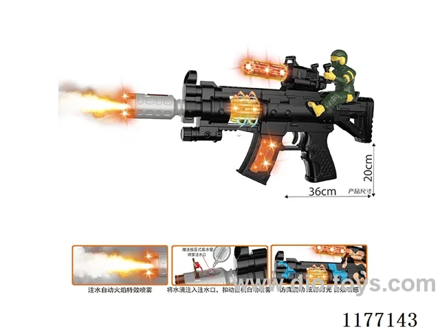 B/O gun with spray/light/sound/action