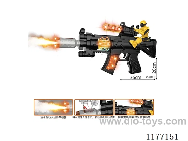 B/O gun with spray/light/sound/action