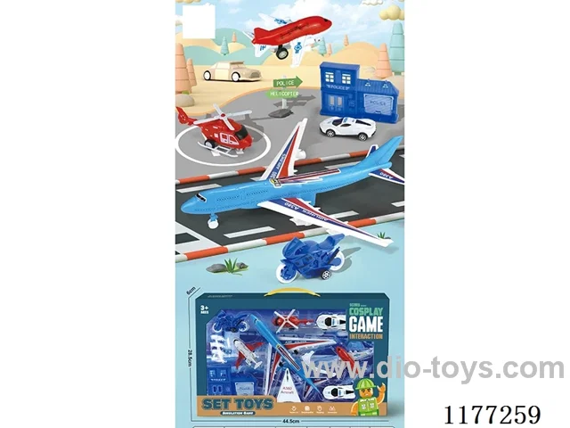 pull back airplane + sliding car set