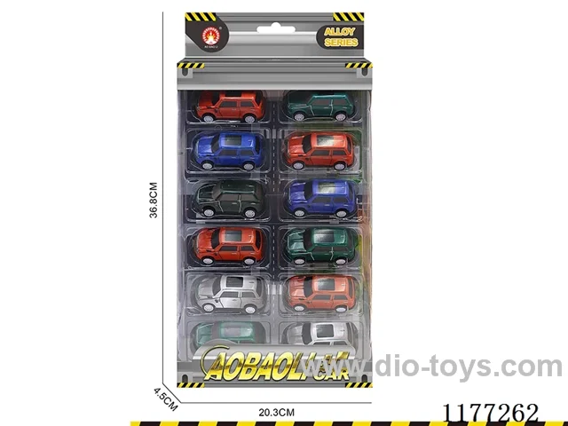 12PCS 7.5CM pull back alloy car