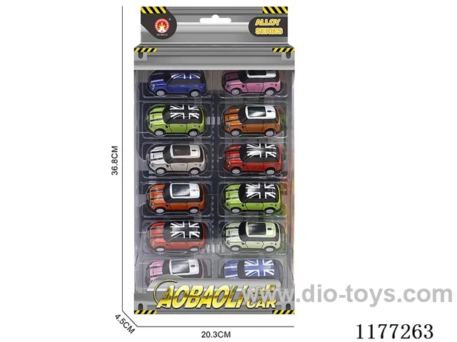 12PCS 7.5CM pull back alloy car