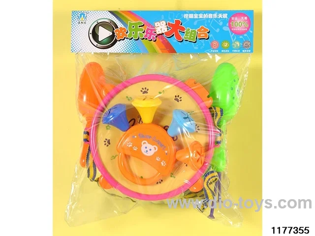Cartoon Drum + Sand Hammer + Flower Bell