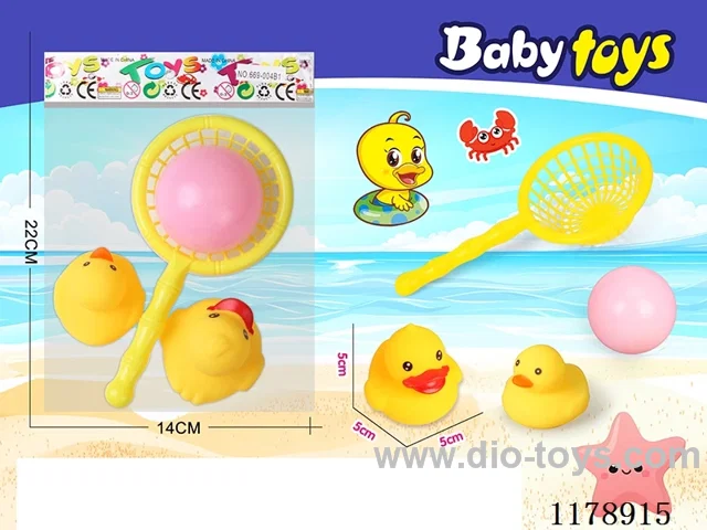 Net fishing sea ball + vinyl duck + vinyl 8 ducks 4 sets