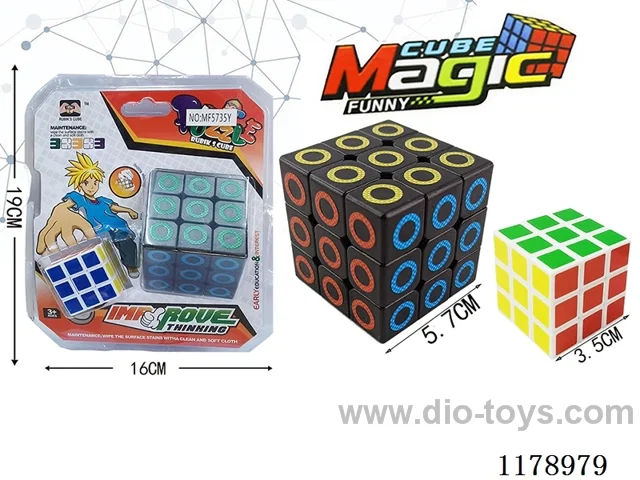 5.7 perforated 6-color UV circle cube with spring (black background) + 3.5 6-color heat transfer cube (white background)