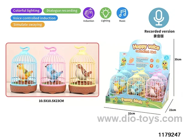 Voice-activated Single Bird Cage with light