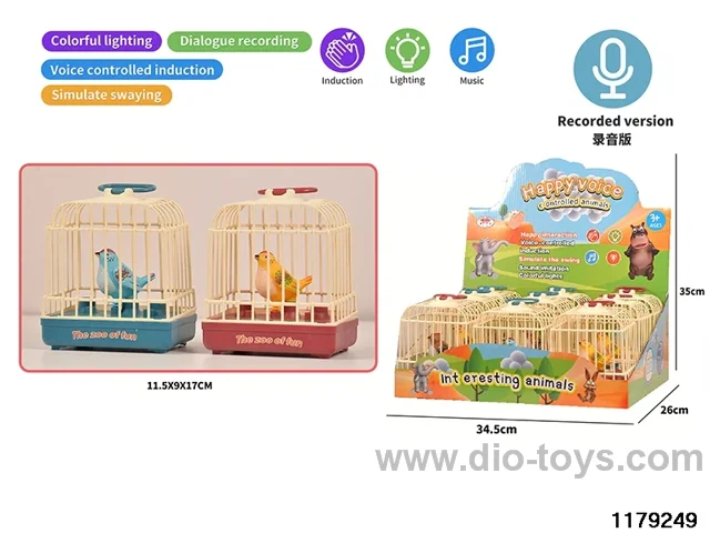 Voice-activated Single Bird Cage with light