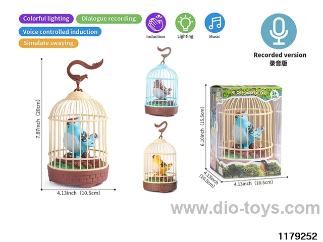 Voice-activated Single Bird Cage with light