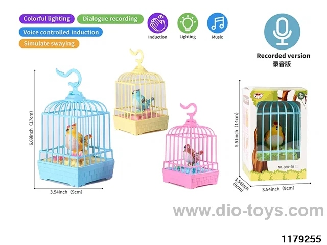 Voice-activated Single Bird Cage with light