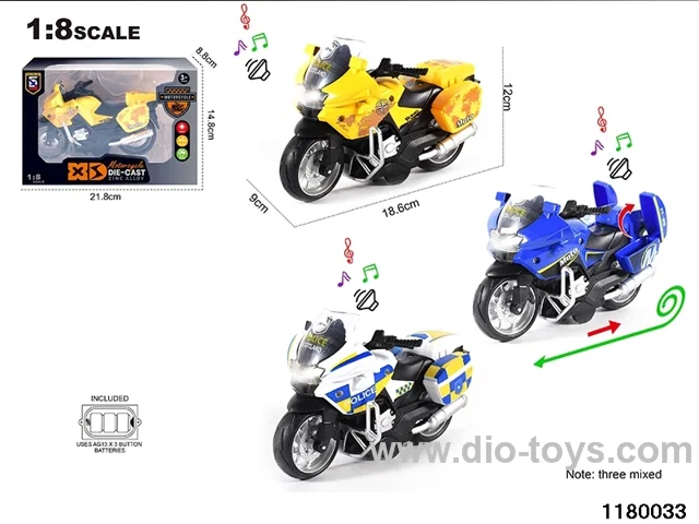 1:8 Alloy pull back car with lighted sound effects