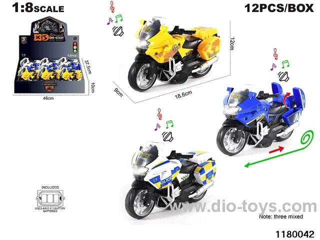 1:8 Alloy pull back car with lighted sound effects