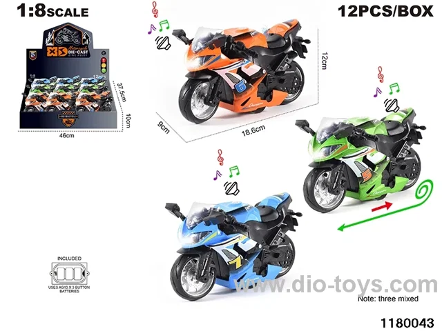 1:8 Alloy pull back car with lighted sound effects