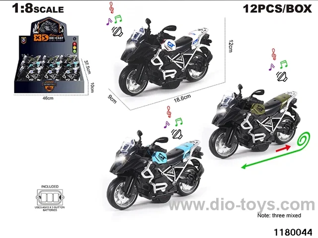 1:8 Alloy pull back car with lighted sound effects