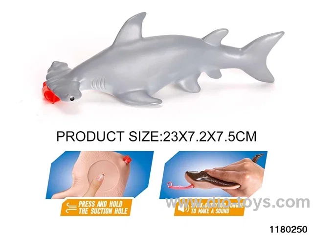 Vinyl-lined hammerhead shark model（Pressing the tongue）