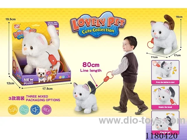 Plush Electric Cat on Leash-Display Box Set
