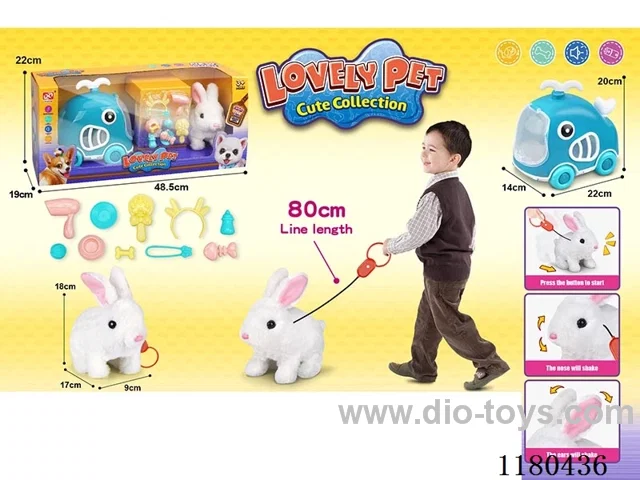 Leash Plush Electric Rabbit+Whale Cage-Window Box Set 12PCS