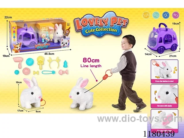 Leash Plush Electric Rabbit+Cage-Window Box Set 12PCS