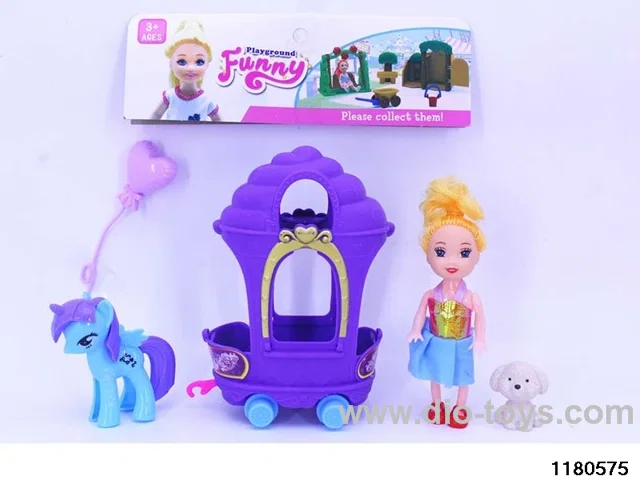 3 inch Barbie Pet + Carriage Set