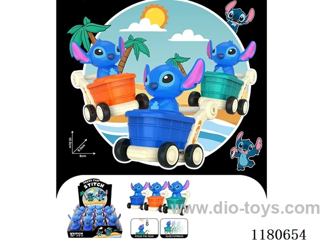 Press and slide shopping cart Stitch toy car 12pcs/box