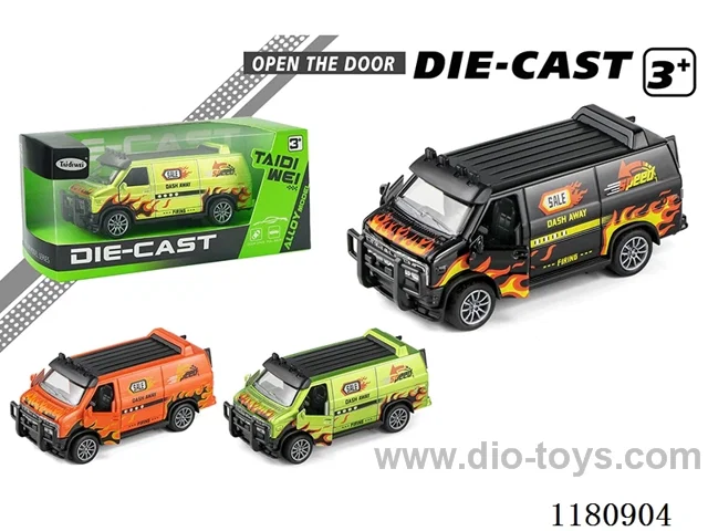 11CM Alloy 3 door open flaming car pull back
