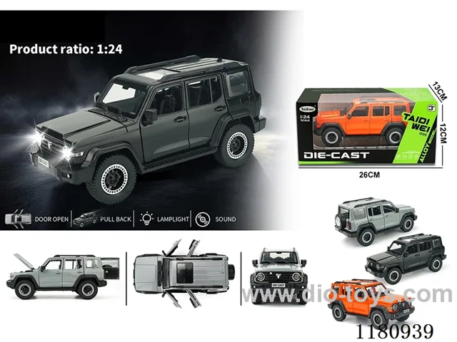 1:24 Tank 300 6 door light music pull back alloy car