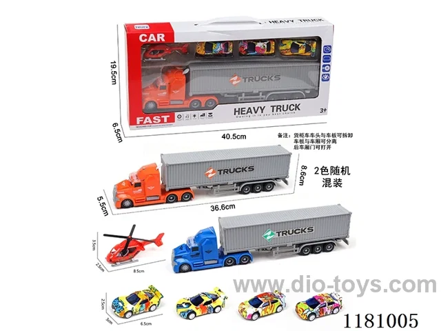 Sound and light inertia cargo car with 1AB airplane + 3pull backAB graffiti car