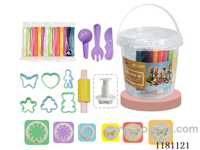 Colorful clay set / 5 mixed / large bucket / color random.