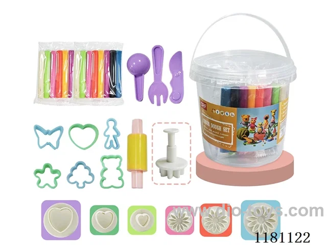 Colorful clay set / 5 mixed / large bucket / color random.