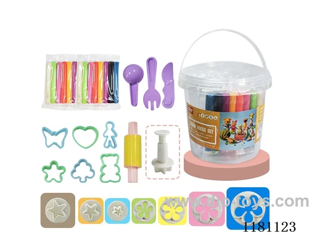 Colorful clay set / 5 mixed / large bucket / color random.
