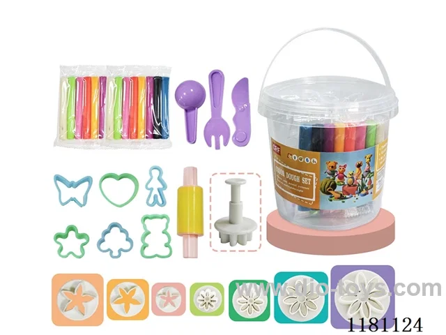 Colorful clay set / 5 mixed / large bucket / color random.