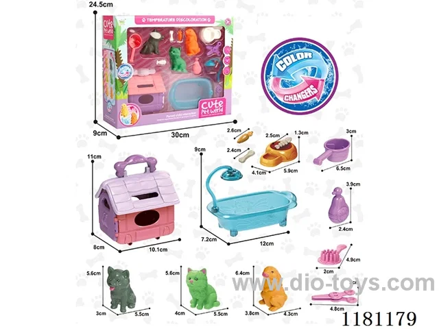 Soft rubber color-changing pet set