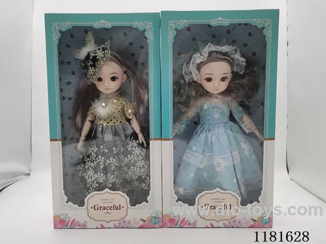 12 inch 14 joints 3D eyes doll 2 mixed