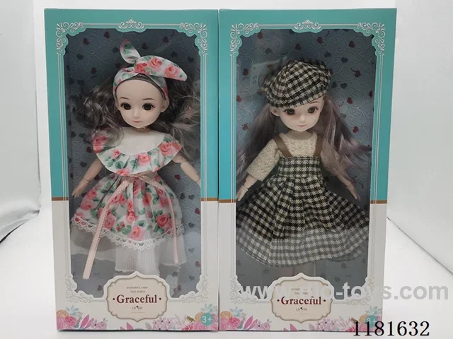 12 inch 14 joints 3D eyes doll 2 mixed