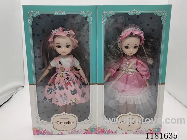 12 inch 14 joints 3D eyes doll 2 mixed