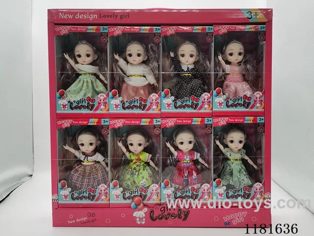 6 inch 3D eyes 12 joints doll 8 mixed