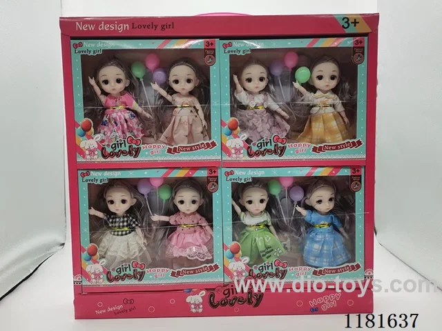 6 inch 3D eyes 12 joints doll 8 mixed