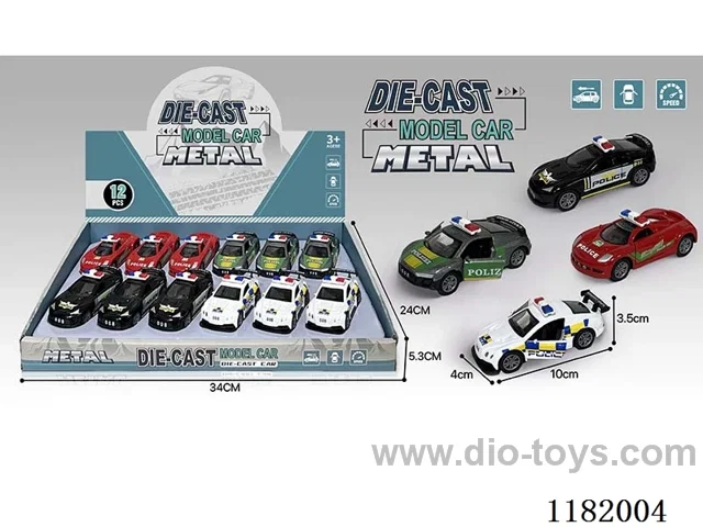 12PCS 1:43 Dual Opening door Alloy Pull Back Police Car