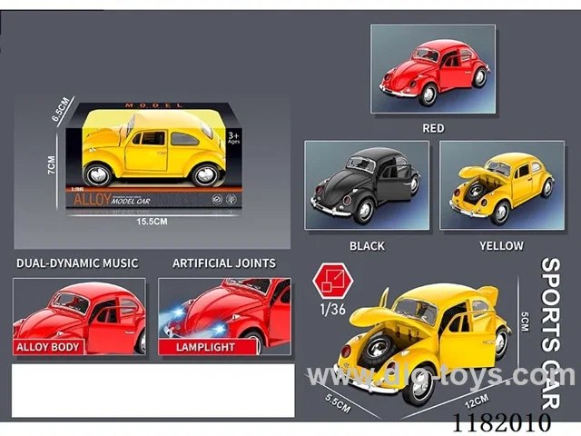 1:36 four open door alloy pull back beetle car model