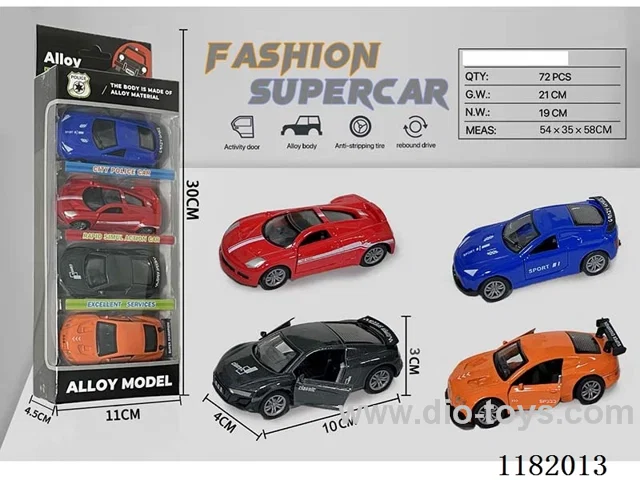 4PCS 1:43 2 doors Openable alloy pull back car model