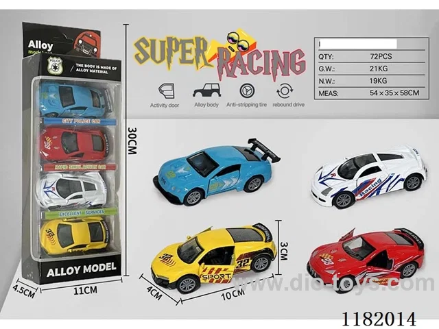 4PCS 1:43 2 doors Openable alloy pull back car model