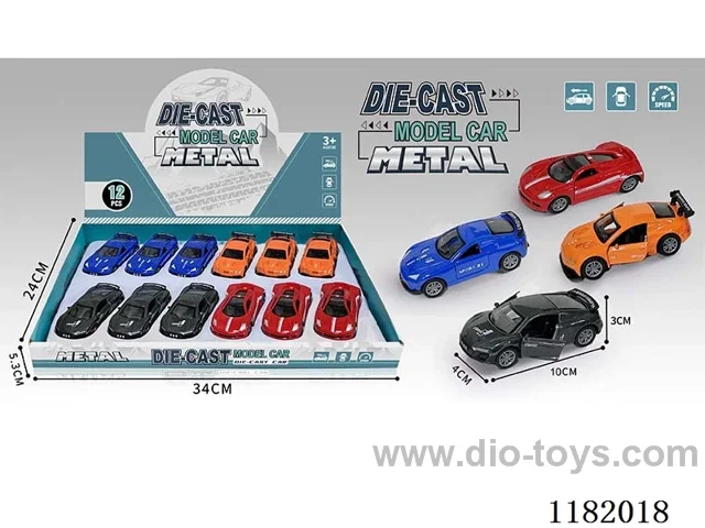 12PCS 1:43 2 doors Openable alloy pull back car model