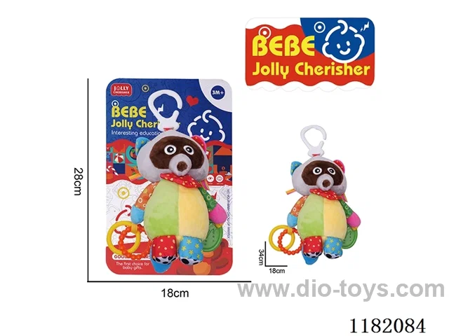 Baby plush soothing toys - Raccoon wind chime bed hooks