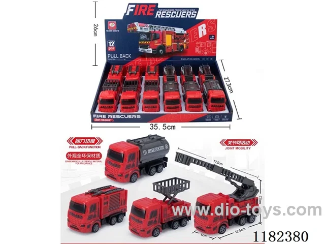 pull back simulation fire truck(12PCS)