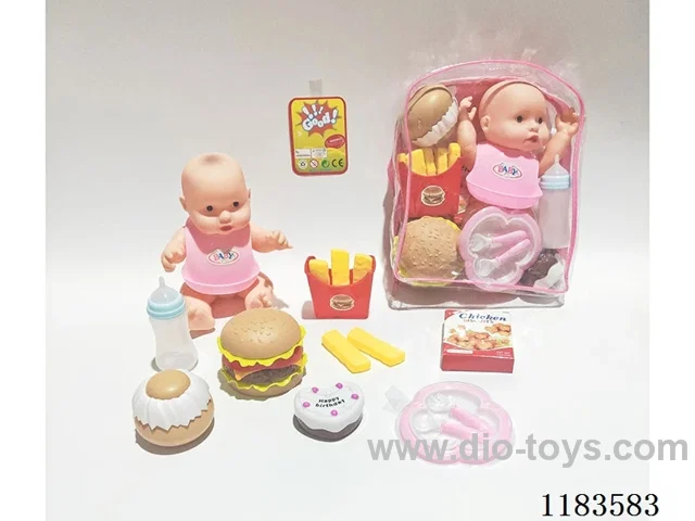 10” Full Body Vinyl Doll with Burger Set