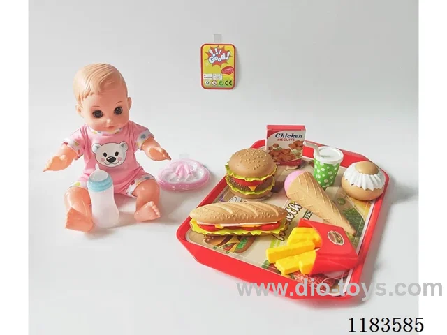 14” Drinking and Peeing Doll with IC with Burger Set