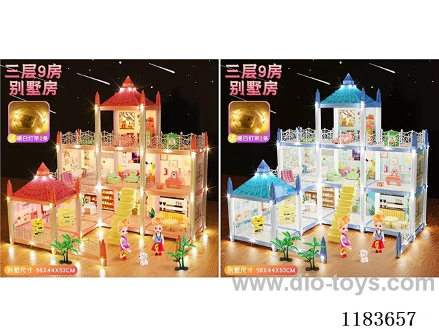 9 Room Lighted Villa-Doll*3