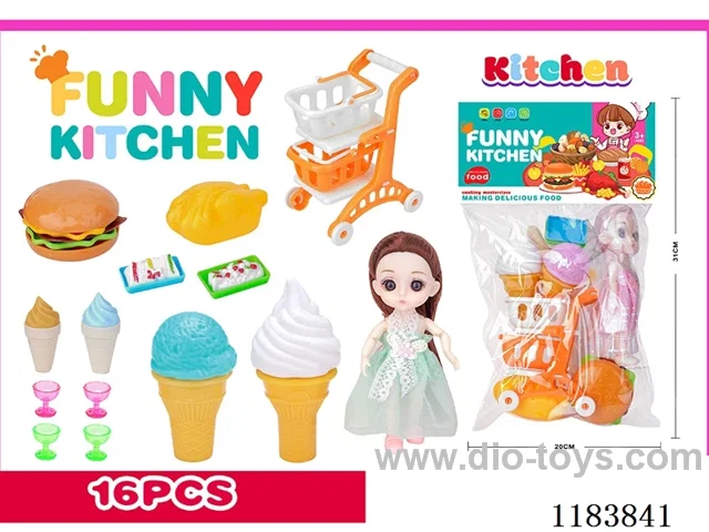 16PCS kitchen set +9 inch Barbie