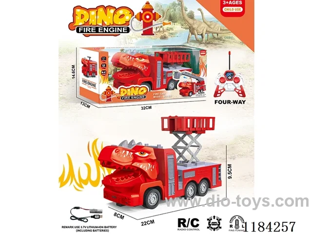 Dinosaur 4ch rc 1:30 fire lift truck included lithium battery